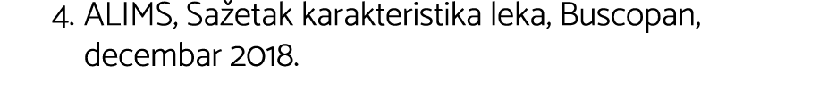 4   ALIMS, Sa etak karakteristika leka, Buscopan, decembar 2018 