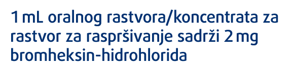 1 mL oralnog rastvora koncentrata za rastvor za raspršivanje sadrži 2 mg bromheksin-hidrohlorida
